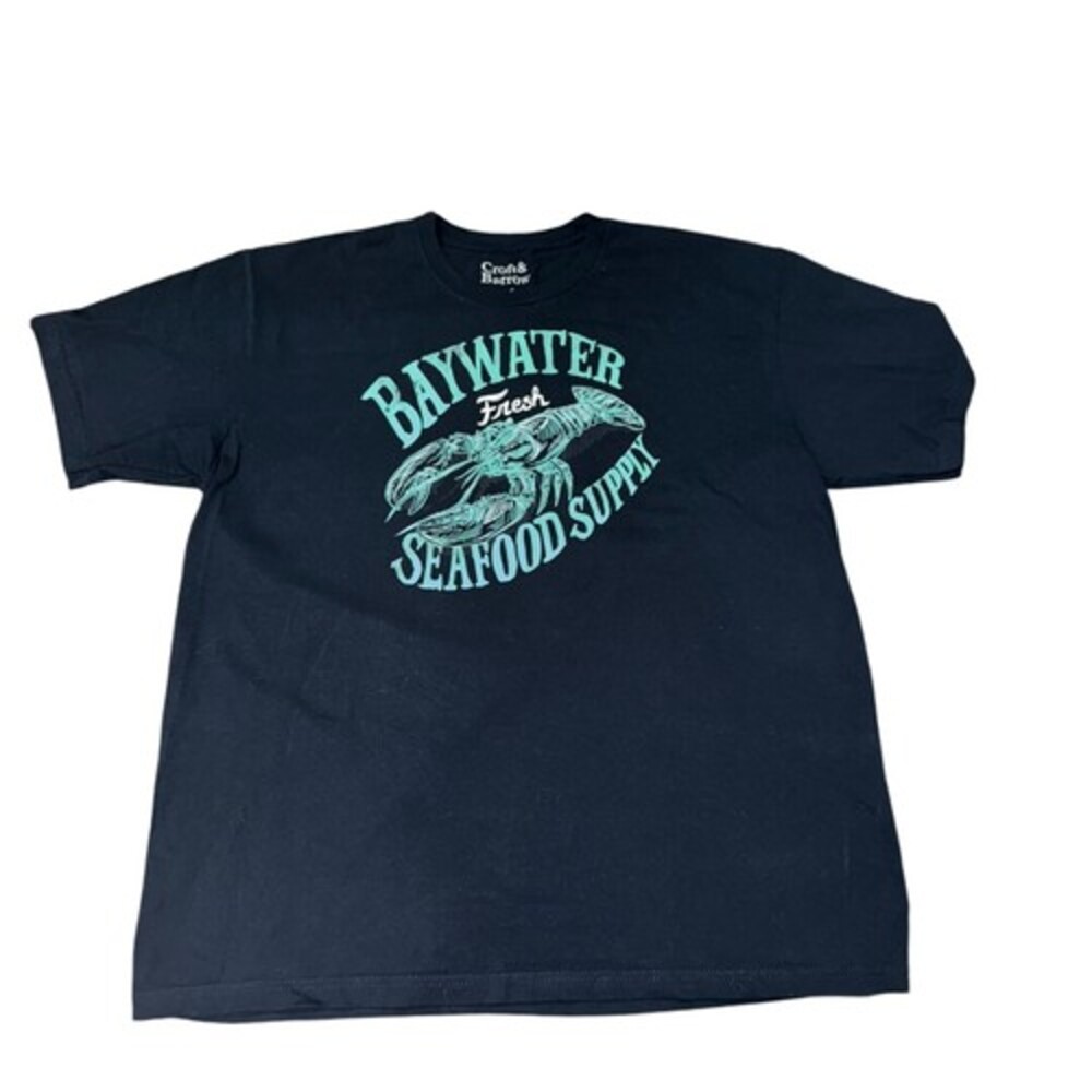 Croft Barrow Shirt Mens Medium XL Blue Baywater Seafood Graphic Print Lobster